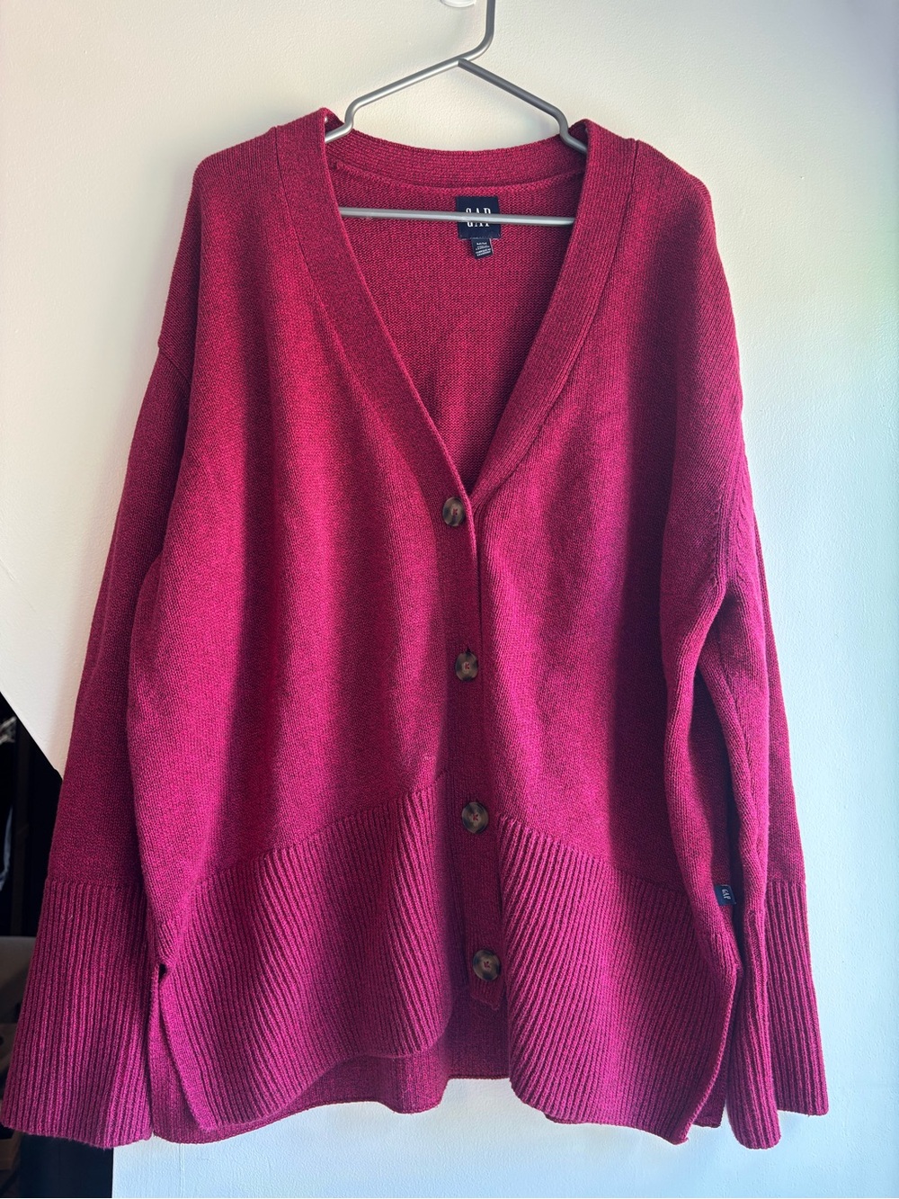 GAP Cotton 24/7 Split-HemV-Neck Button-Front Sweater Oversized Cardigan Medium